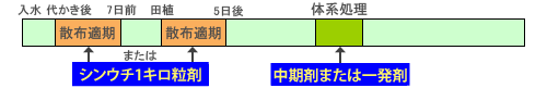 シンウチ1キロ粒剤の体系処理例